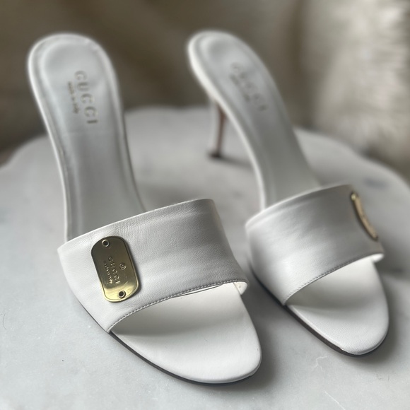 NEW GUCCI w/COA Mirabelle Mid Heel Slides Size 9 - Picture 5 of 17